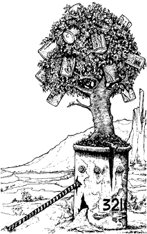 babel-line artwork - title: the tree of cans